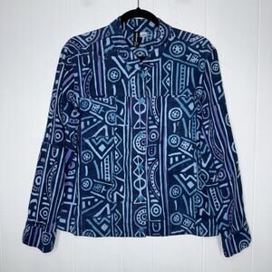 Winter Sun Women’s Art To Wear Geo Aztec Jacket Blue Size Medium